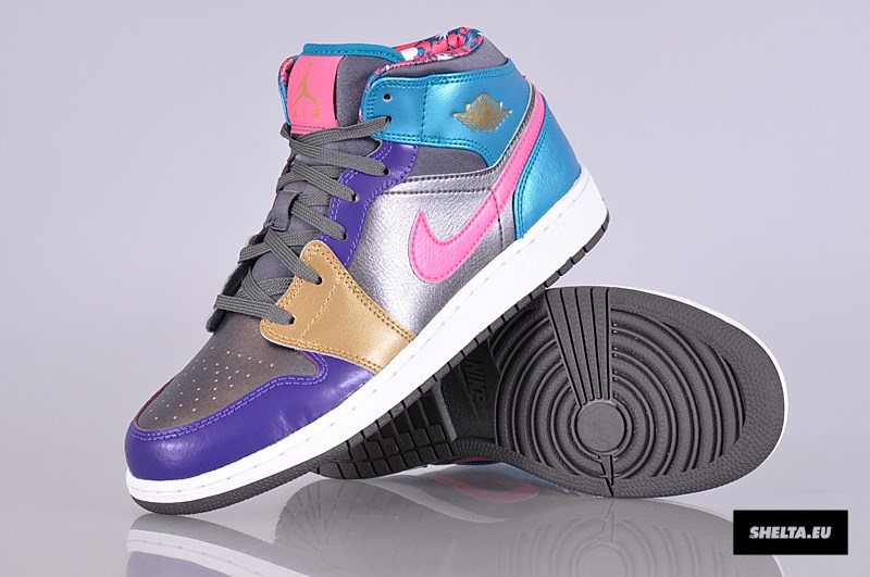 Air Jorda 1 Mid Gs Metallic Dark Grey Metallic Gold Court Purple 01