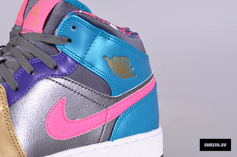 Air Jorda 1 Mid Gs Metallic Dark Grey Metallic Gold Court Purple 04