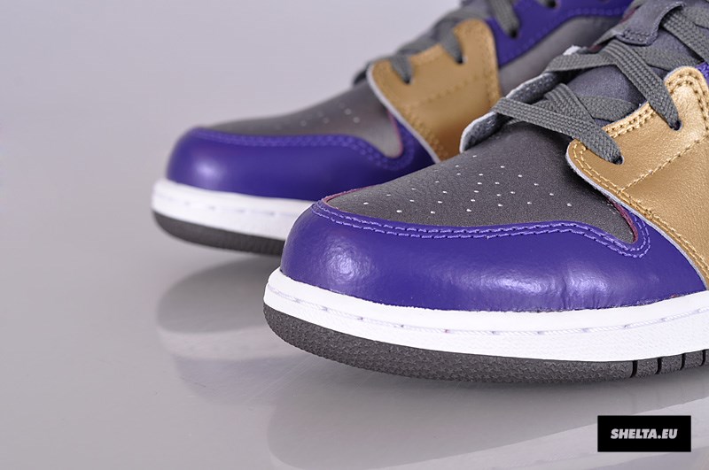 Air Jorda 1 Mid Gs Metallic Dark Grey Metallic Gold Court Purple 07
