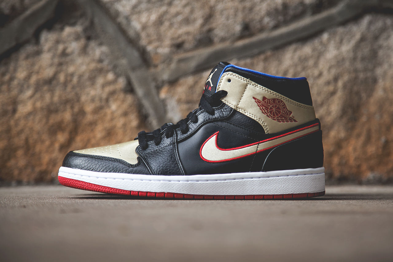 Air Jordan 1 Mid Black Red Gold Available 04