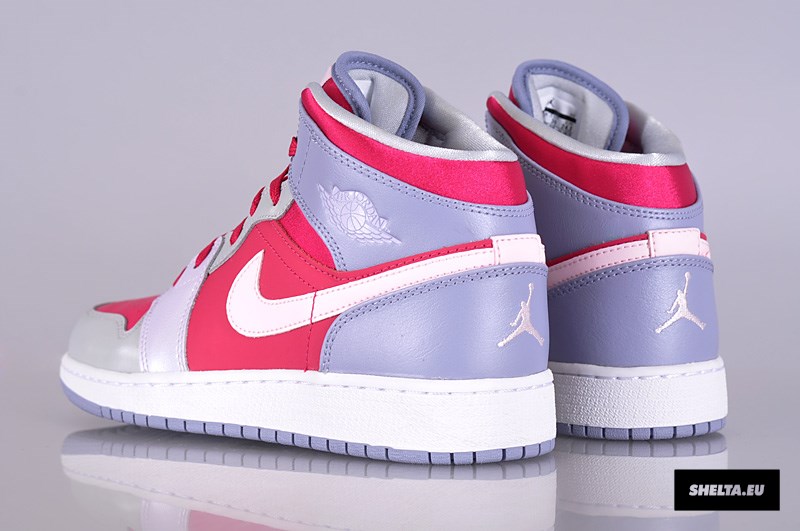 Air Jordan 1 Mid Gs Hyper Fuschia Arctic Pink Pebble Grey Metallic Silver 2