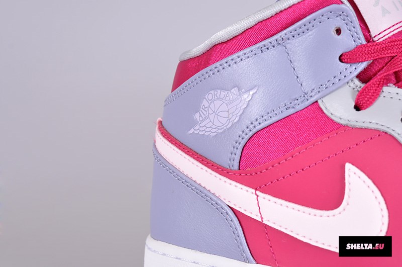 Air Jordan 1 Mid Gs Hyper Fuschia Arctic Pink Pebble Grey Metallic Silver 3