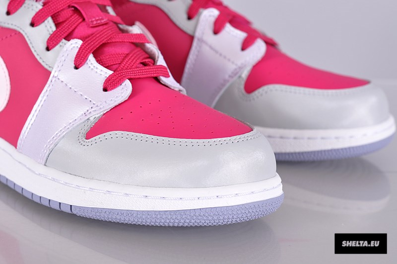 Air Jordan 1 Mid Gs Hyper Fuschia Arctic Pink Pebble Grey Metallic Silver 4