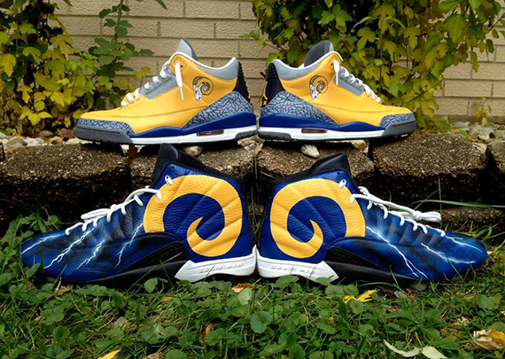 Air Jordan “Throwback Los Angeles Rams” for Cortland Finnegan by DeJesus Customs