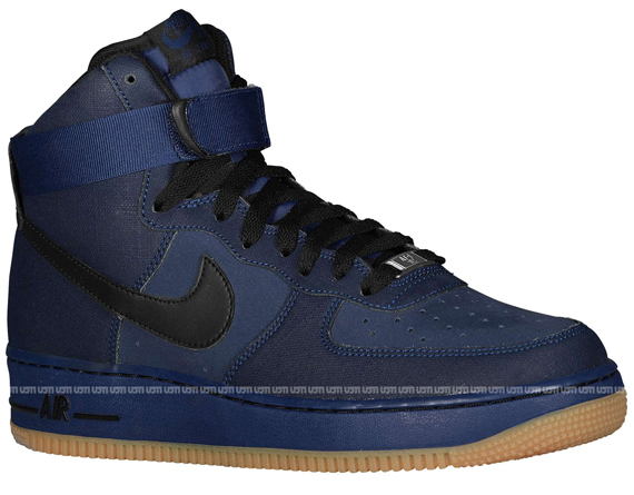 nike air force 1 high midnight navy black gum 2