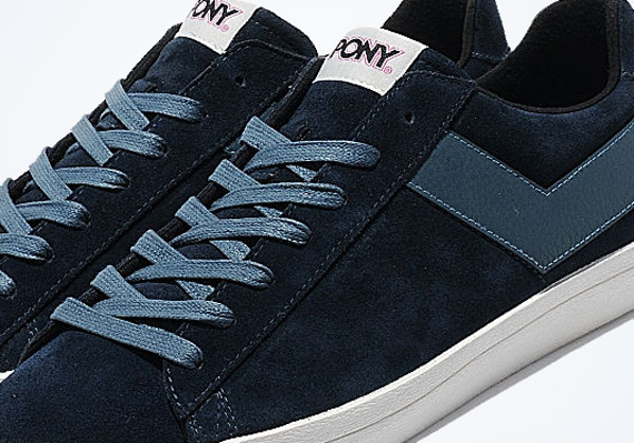 blue suede pony sneakers