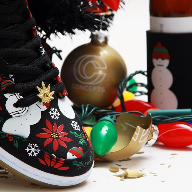 Cncpts Nike Sb Dunk High Ugly Christmas Sweater Black Release Date 01