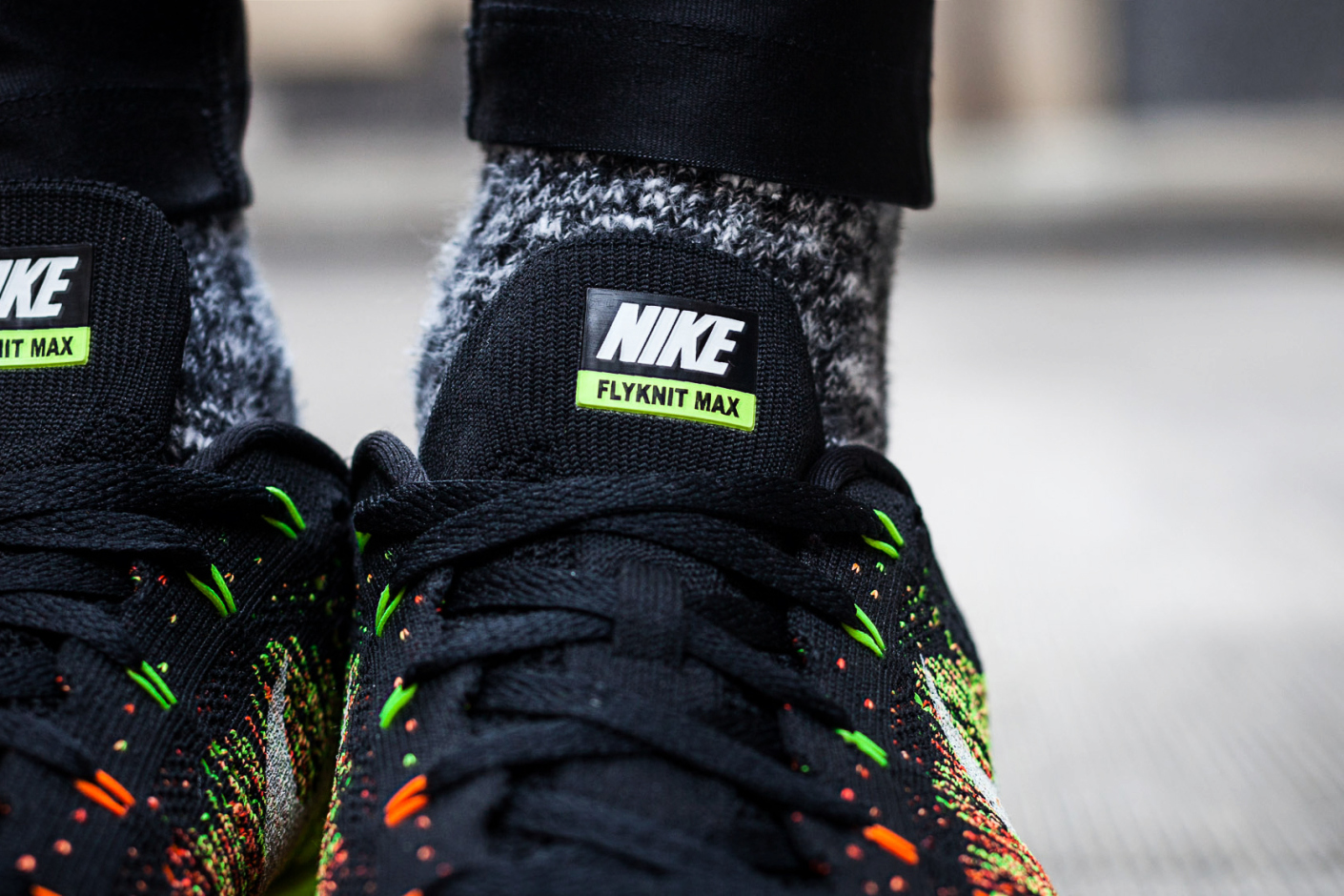 Nike Flyknit Air Max Atomic Orange Electric Green Volt Black 04