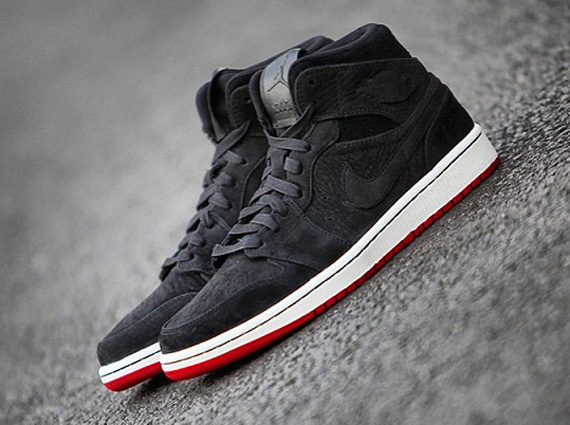 Air Jordan 1 Mid – Black Suede – Red