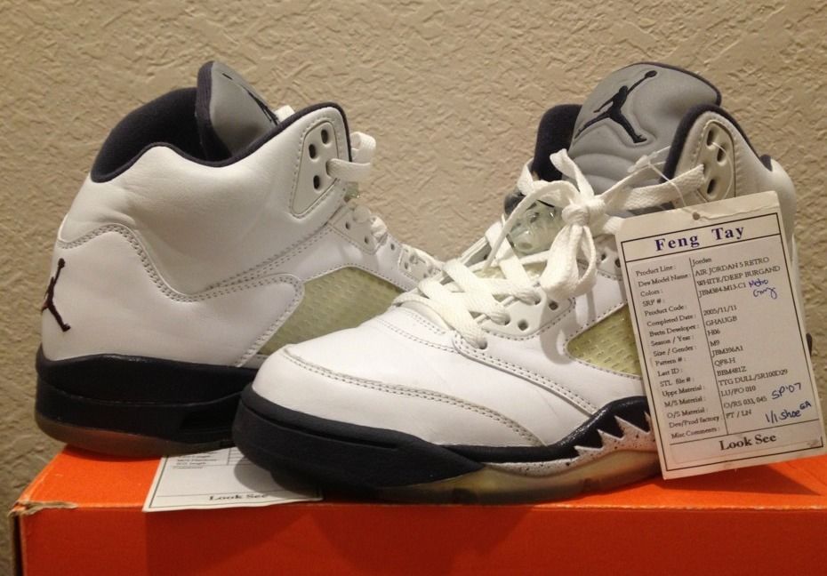 Air Jordan 5 Unreleased White Burgundy Sample 02
