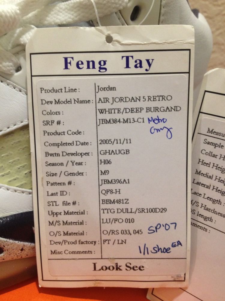 Air Jordan 5 Unreleased White Burgundy Sample 11