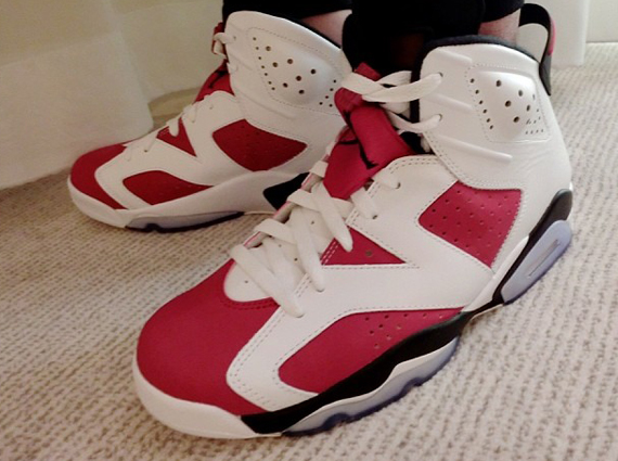 Jordan 6 Carmines On Feet