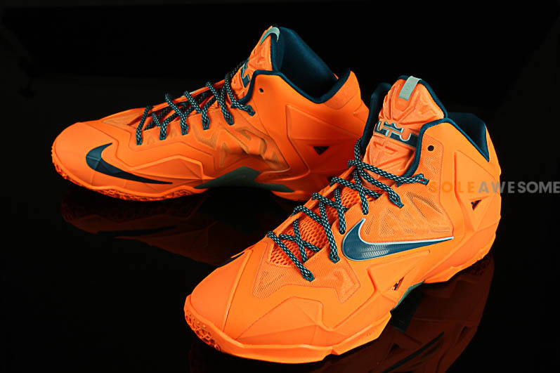 Lebron 11 Atomic Orange Green Abyss Glacier Ice 08