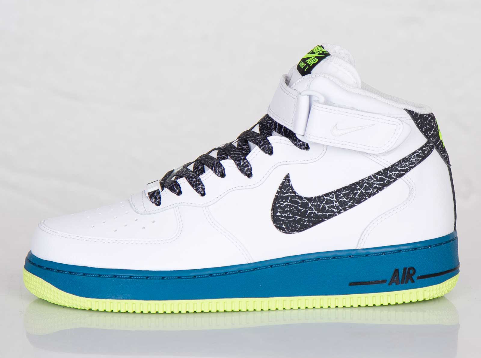 Nike Air Force 1 Mid - White - Black - Green Abyss - Volt