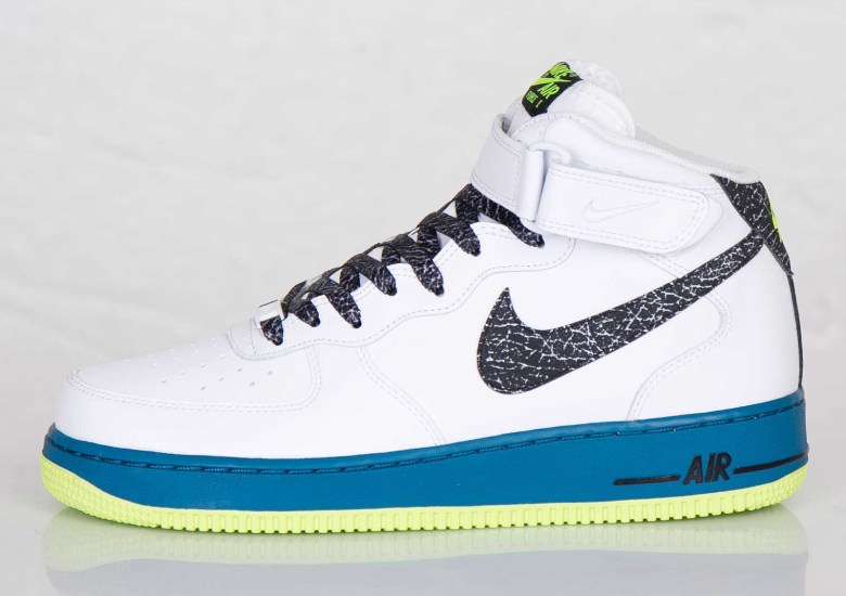 Nike Air Force 1 Mid – White – Black – Green Abyss – Volt