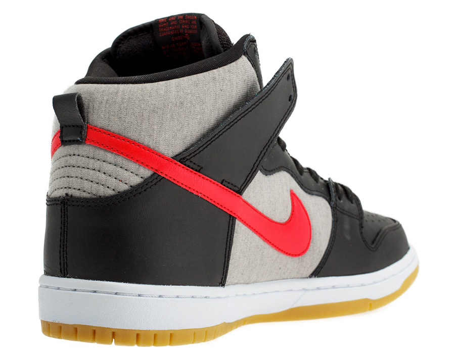 Nike Sb Dunk High Black Red Grey Fleece 03