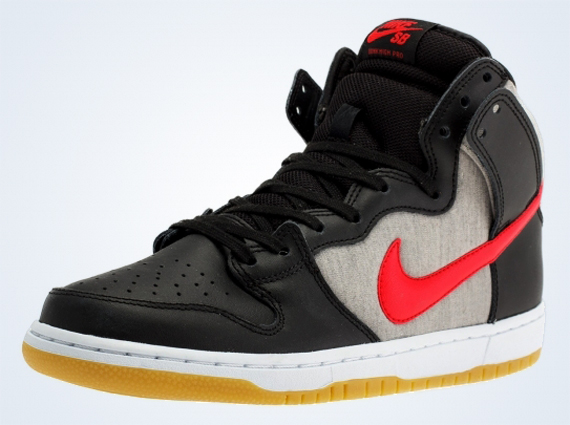 Nike SB Dunk High – Black – Red – Grey Fleece