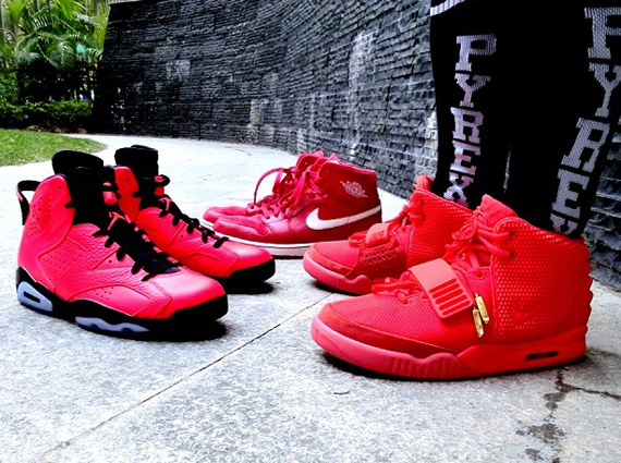 red nike sneakers yeezy 3