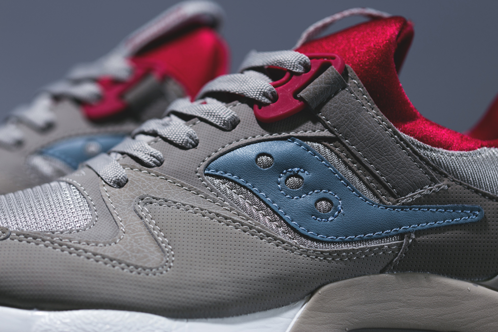 Saucony Grid 9000 Khaki Baby Blue Fluorescent Red 05