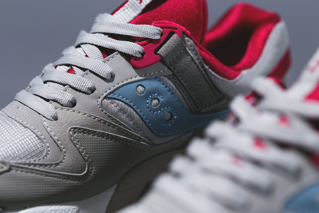 Saucony Grid 9000 Khaki Baby Blue Fluorescent Red 07