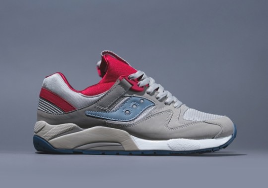 Saucony Grid 9000 – Khaki – Baby Blue – Fluorescent Red