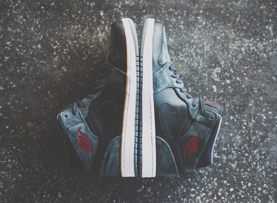 black and red suede jordan 1