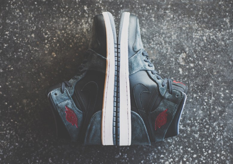 Air Jordan 1 Mid – Black – Gym Red – Charcoal Suede