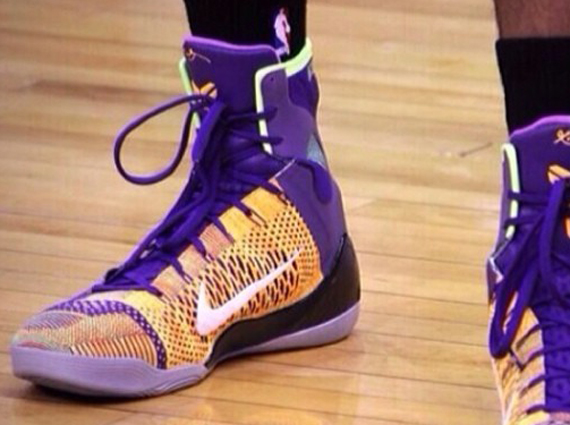 Nike Kobe 9 Elite "Lakers" PE - SneakerNews.com
 Kobe 9 Low On Feet