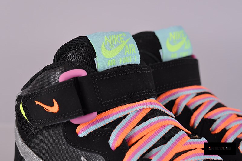 Nike Air Force 1 Mid Black Metallic Silver Glacier Ice Violet 05