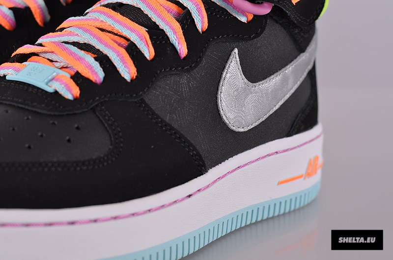 Nike Air Force 1 Mid Black Metallic Silver Glacier Ice Violet 06