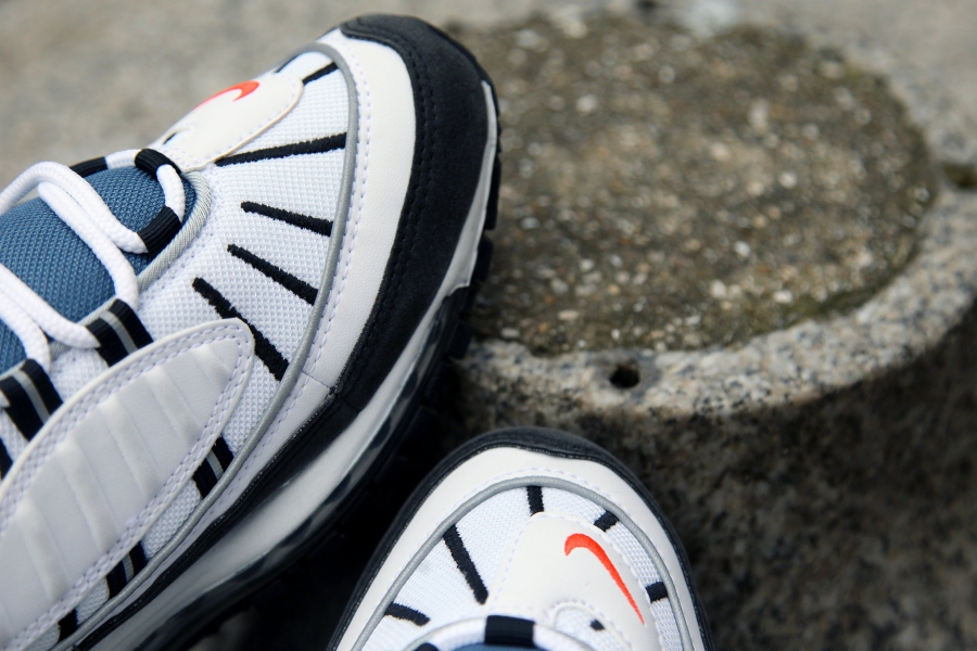 Nike air max 98 (white / team orange - black - metallic silver) sale