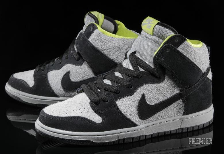 Nike SB Dunk High – Black – Base Grey – Venom Green