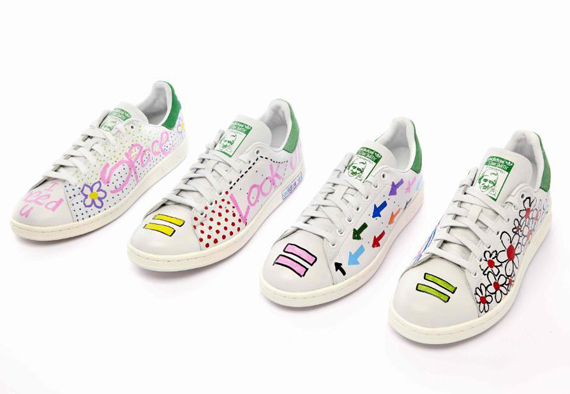 Pharrell Hand-Paints 10 adidas Stan Smiths For Charity, To Release at colette