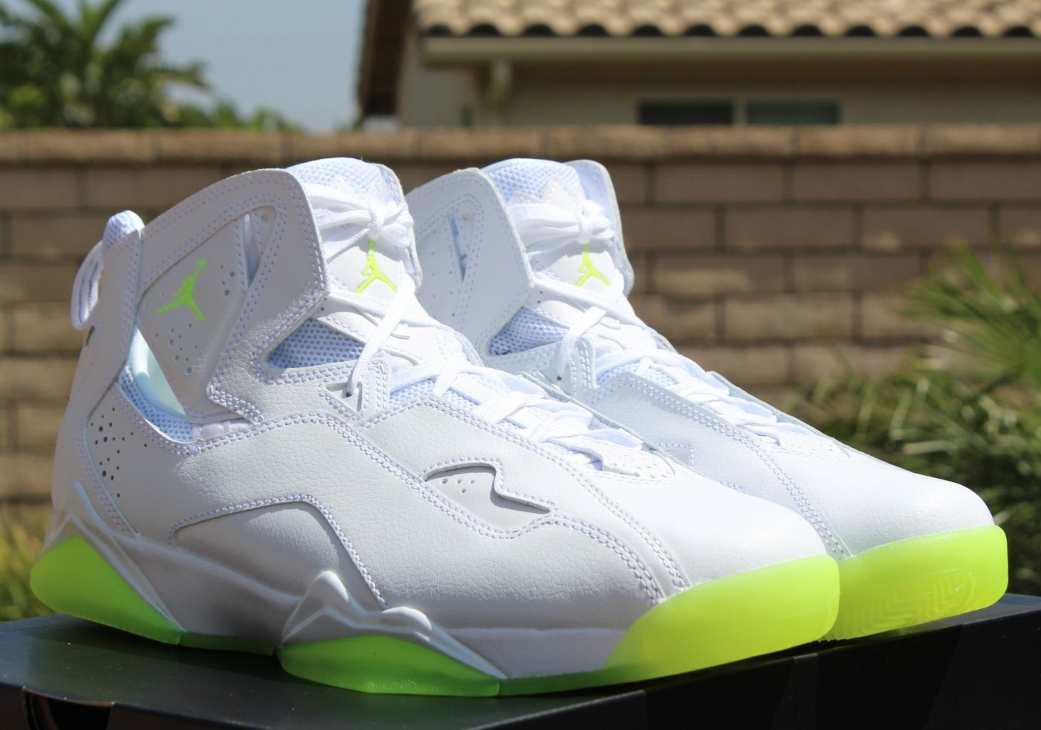 lime green and white jordans