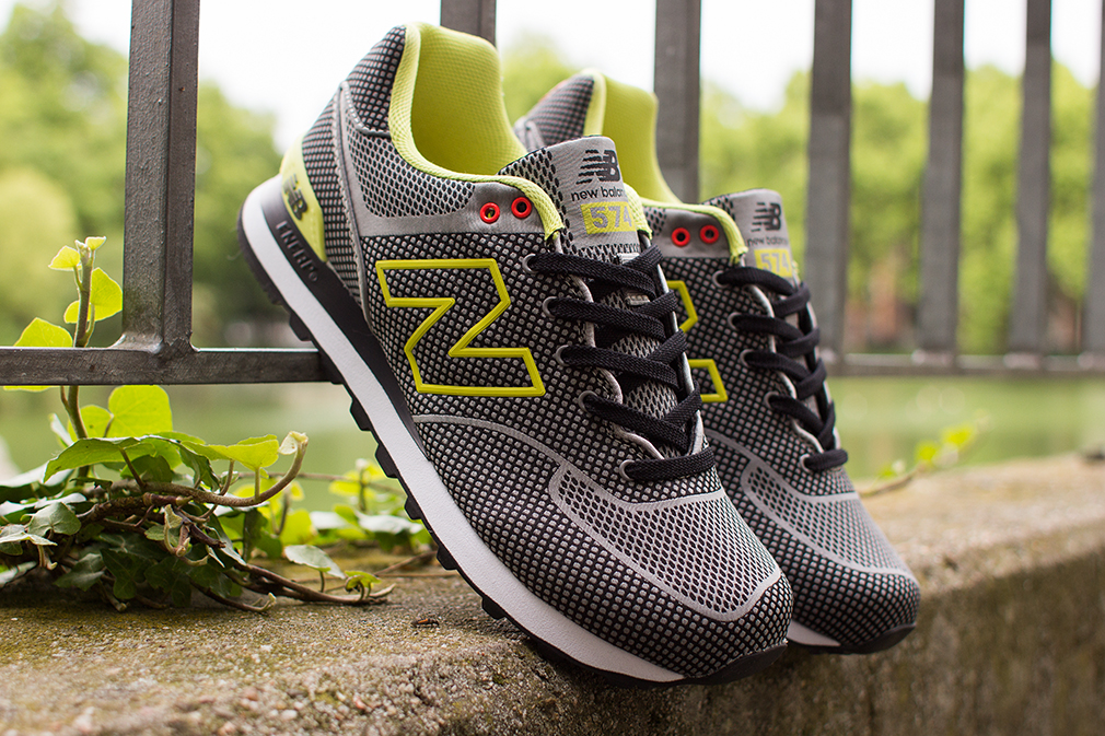 New Balance 574 Woven Grey Yellow Red 02