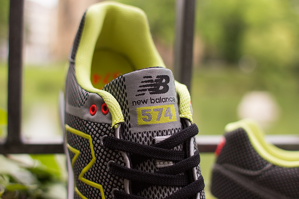 New Balance 574 Woven Grey Yellow Red 07