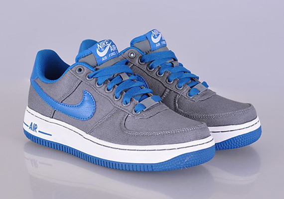 Nike Air Force 1 Low Canvas GS – Cool Grey – Military Blue