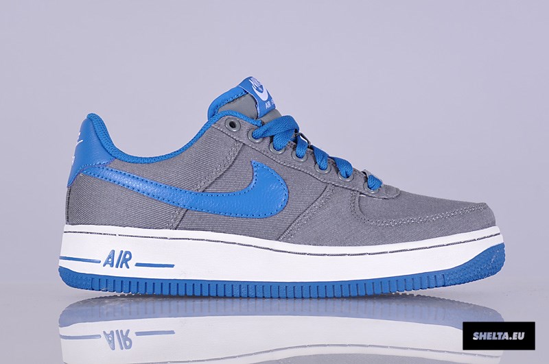 Nike Air Force 1 Low Canvas Gs Cool Grey Military Blue 02