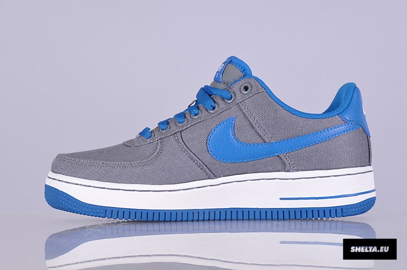 Nike Air Force 1 Low Canvas Gs Cool Grey Military Blue 03