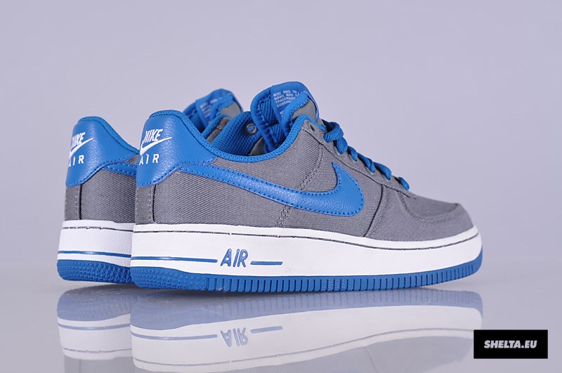 Nike Air Force 1 Low Canvas Gs Cool Grey Military Blue 04