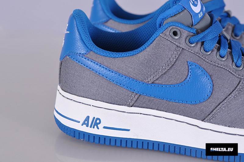 Nike Air Force 1 Low Canvas Gs Cool Grey Military Blue 05