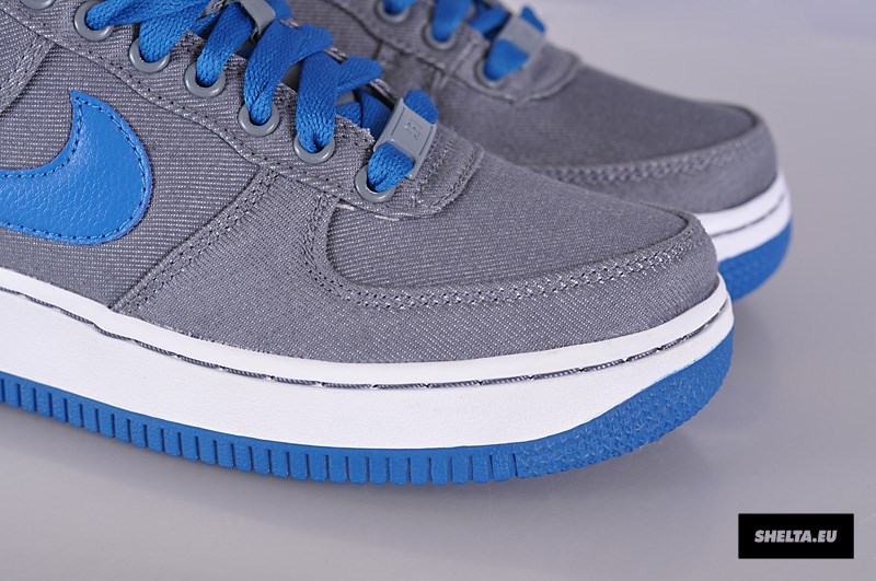 Nike Air Force 1 Low Canvas Gs Cool Grey Military Blue 06
