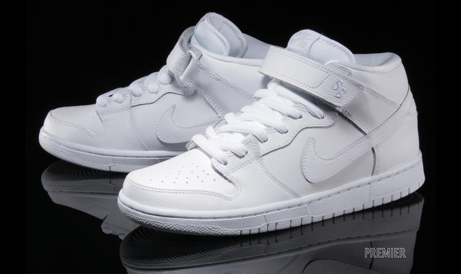 Nike Sb Dunk Mid All White Sneakers