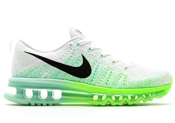 Nike Womens Flyknit Air Max - White - Black - Electric Green