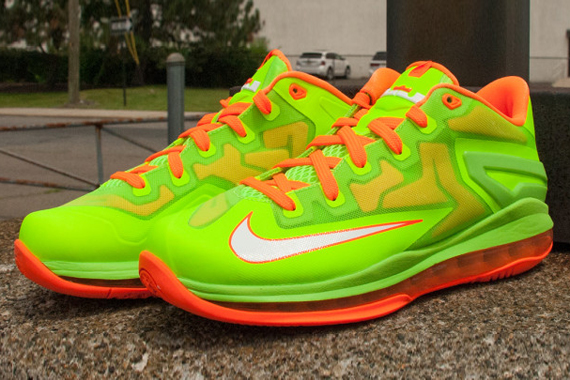Nike LeBron 11 Low GS – Electric Green – White – Total Orange