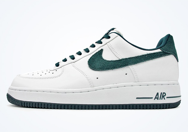 Nike Air Force 1 Low - White - Green Suede - SneakerNews.com