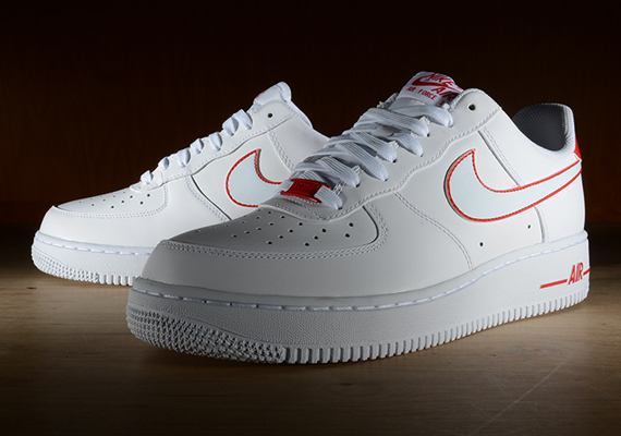 red and white low top air force ones