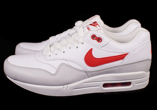 Nike Air Max 1 Leather – White – University Red – Neutral Grey