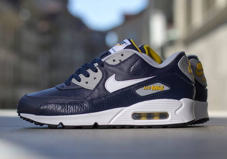 Nike Air Max 90 Leather Obsidian - Wolf Grey - Gold Loden -