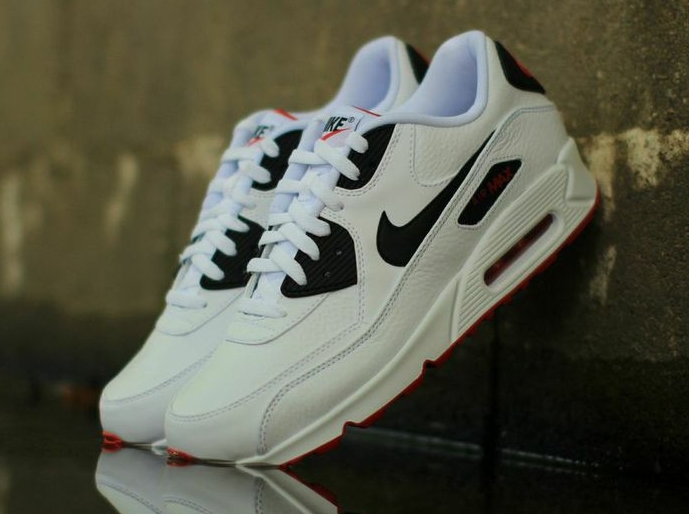 Nike Air Max 90 Leather White Black Red 02